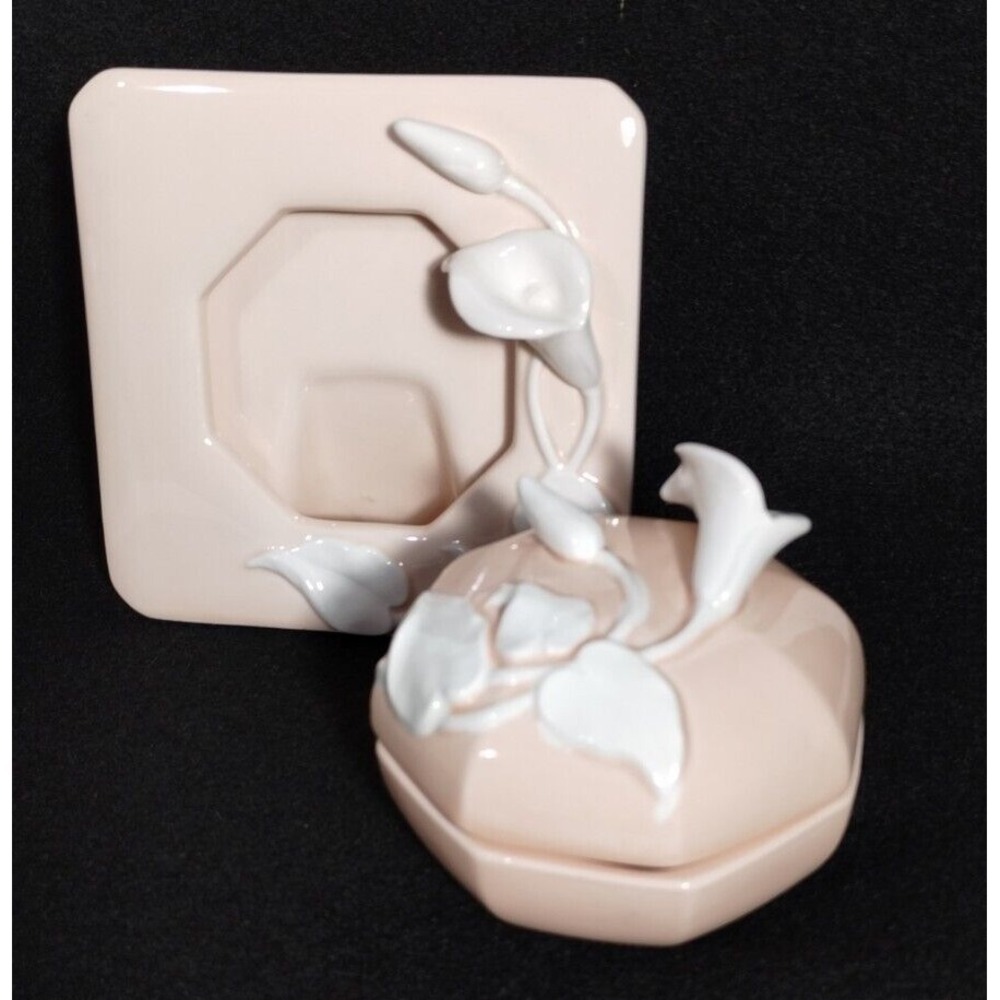 Vintage Fitz & Floyd Set Sculpted Lily Trinket Box & Matching Picture Frame EUC